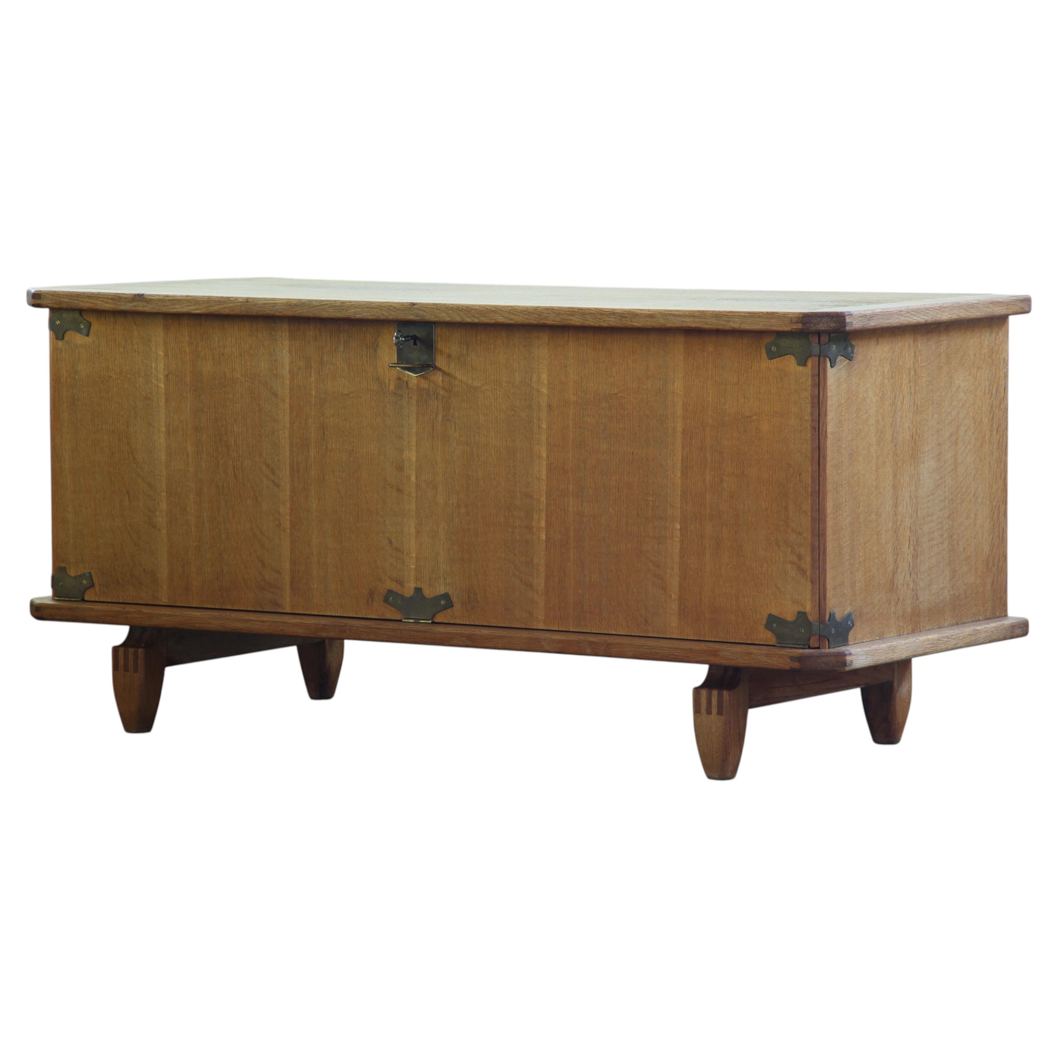 Danish Brutalist Oak Chest attributed Henning Kjærnulf, Denmark 1960s