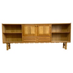 Danish Brutalist Oak Console or Credenza Henning Kjaernulf