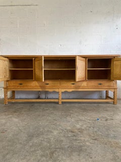 Danish Brutalist Oak Credenza or Console Henning Kjaernulf