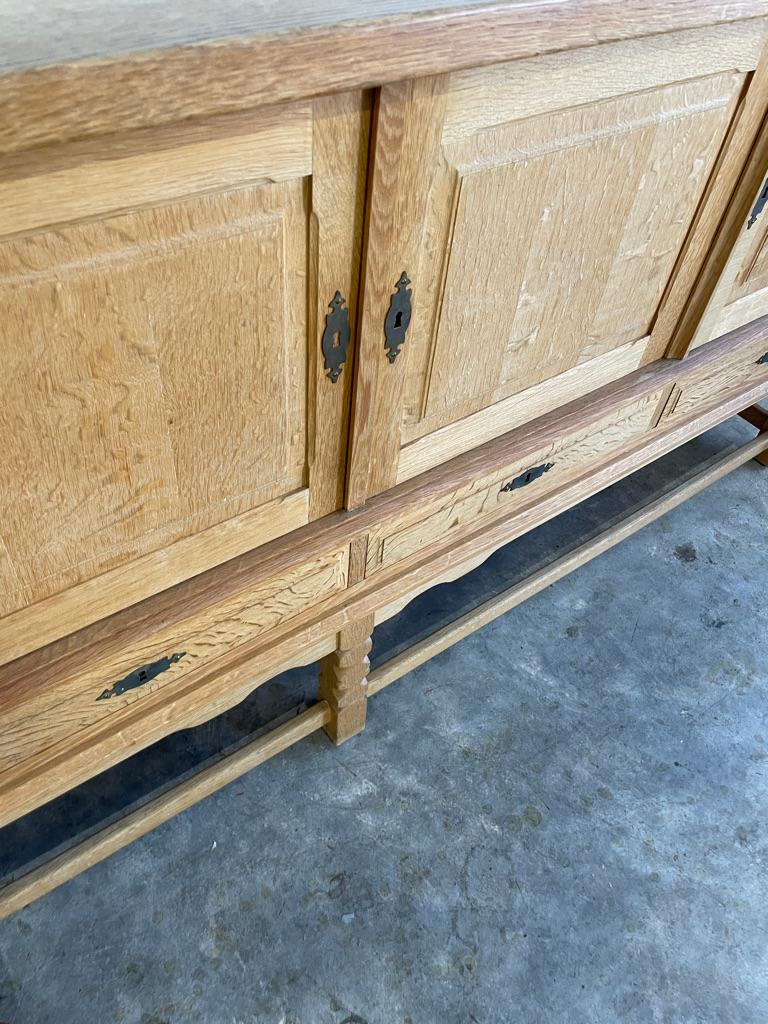 Scandinavian Modern Danish Brutalist Oak Credenza or Console Henning Kjaernulf For Sale