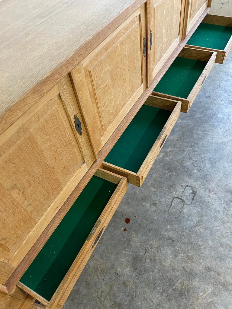 Danish Brutalist Oak Credenza or Console Henning Kjaernulf For Sale 1