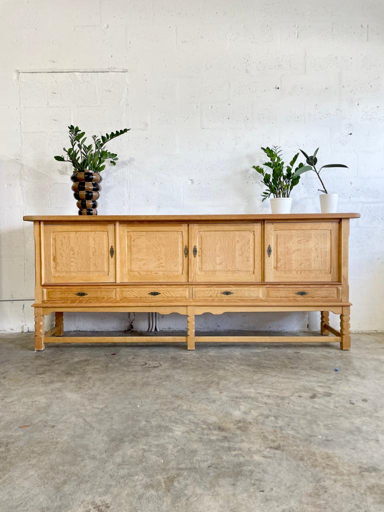 Danish Brutalist Oak Credenza or Console Henning Kjaernulf For Sale 2