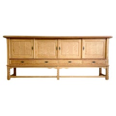 Danish Brutalist Oak Credenza or Console Henning Kjaernulf