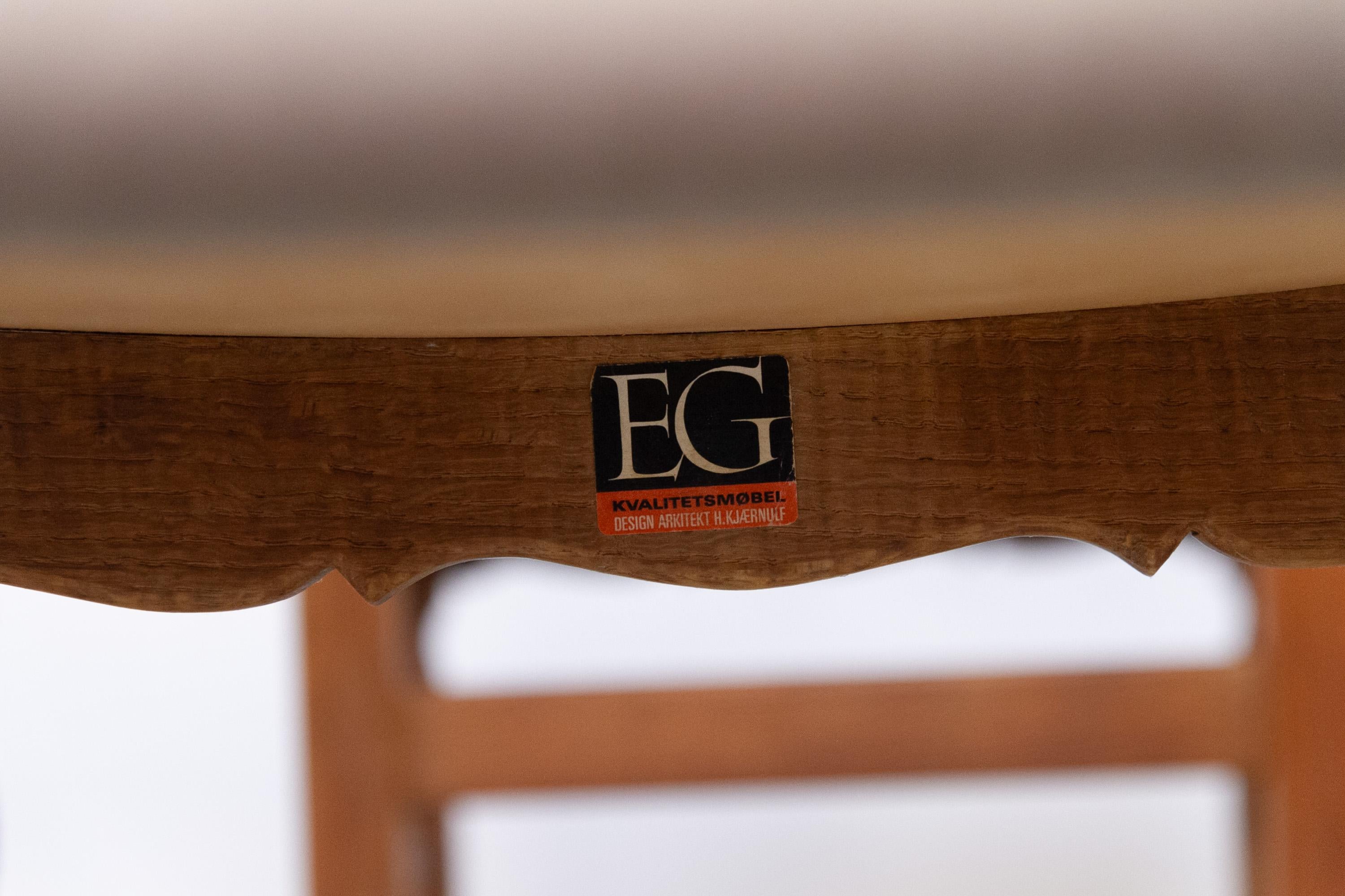 Danish Brutalist Oak Dining Chairs by Henning Kjærnulf, 1960s. Set of 6. For Sale 7