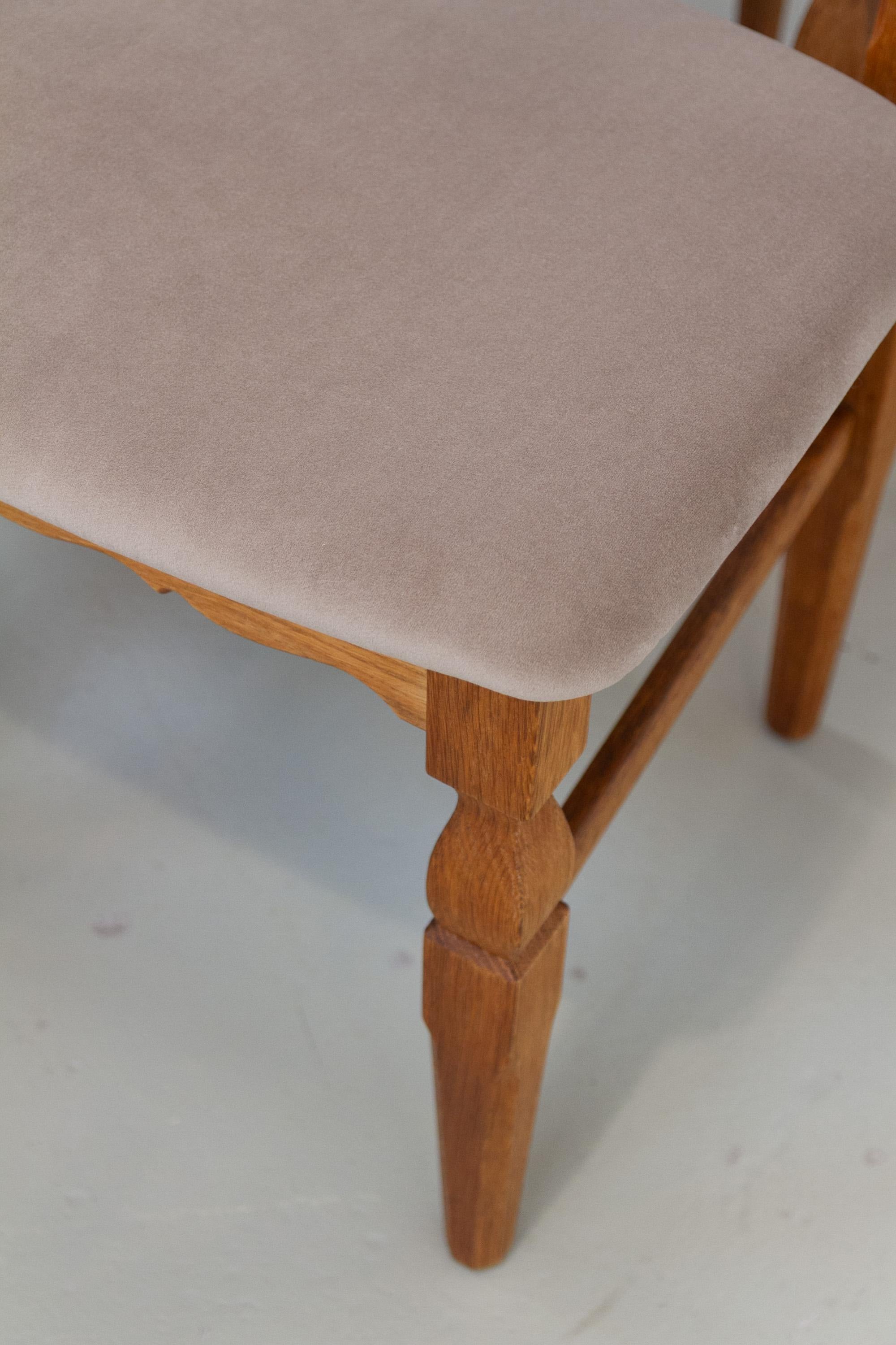 Danish Brutalist Oak Dining Chairs by Henning Kjærnulf, 1960s. Set of 6. For Sale 4