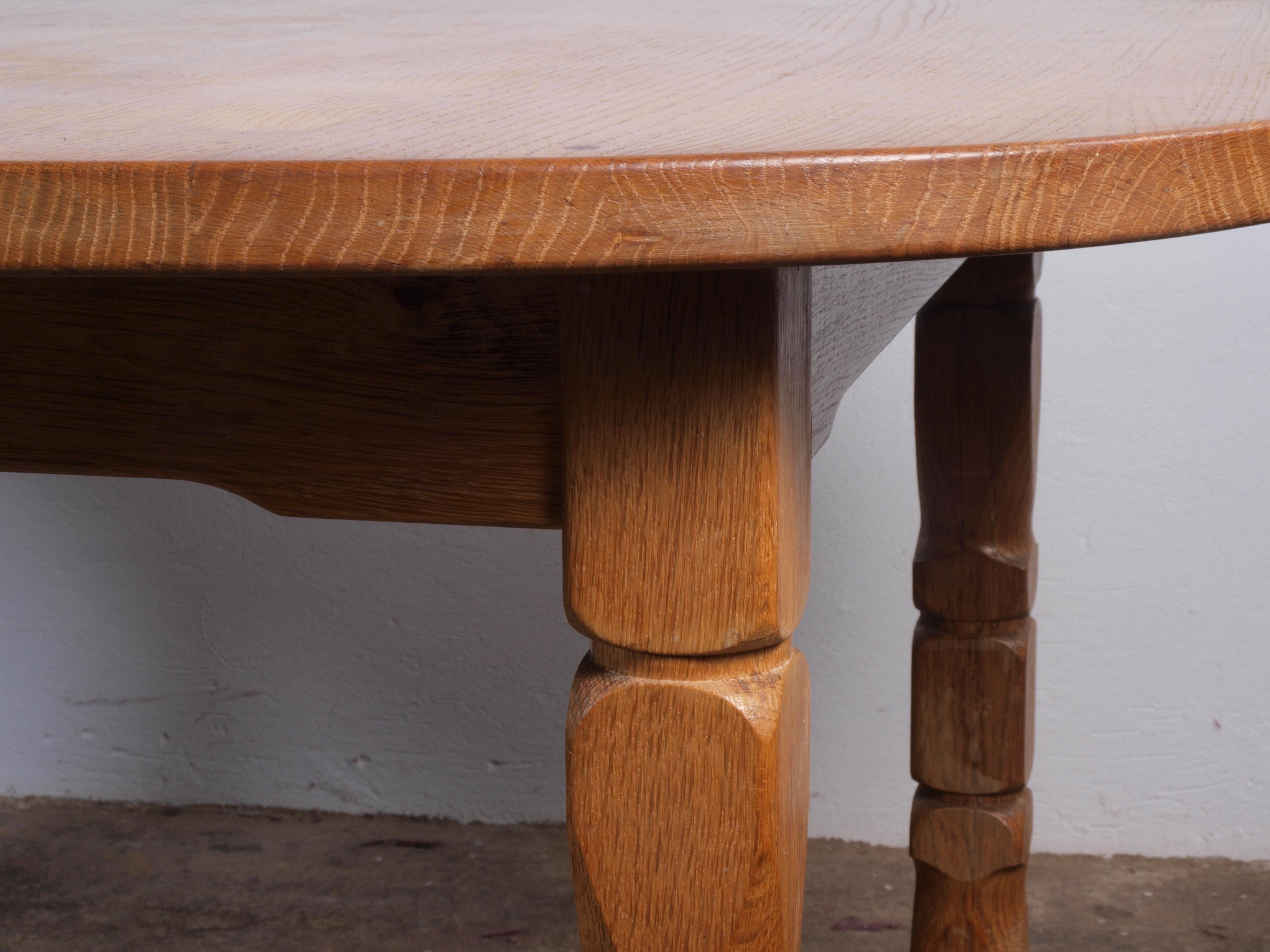 Mid-20th Century Danish Brutalist Oak Dining Table in the style of Henning Kjærnulf, 1960s