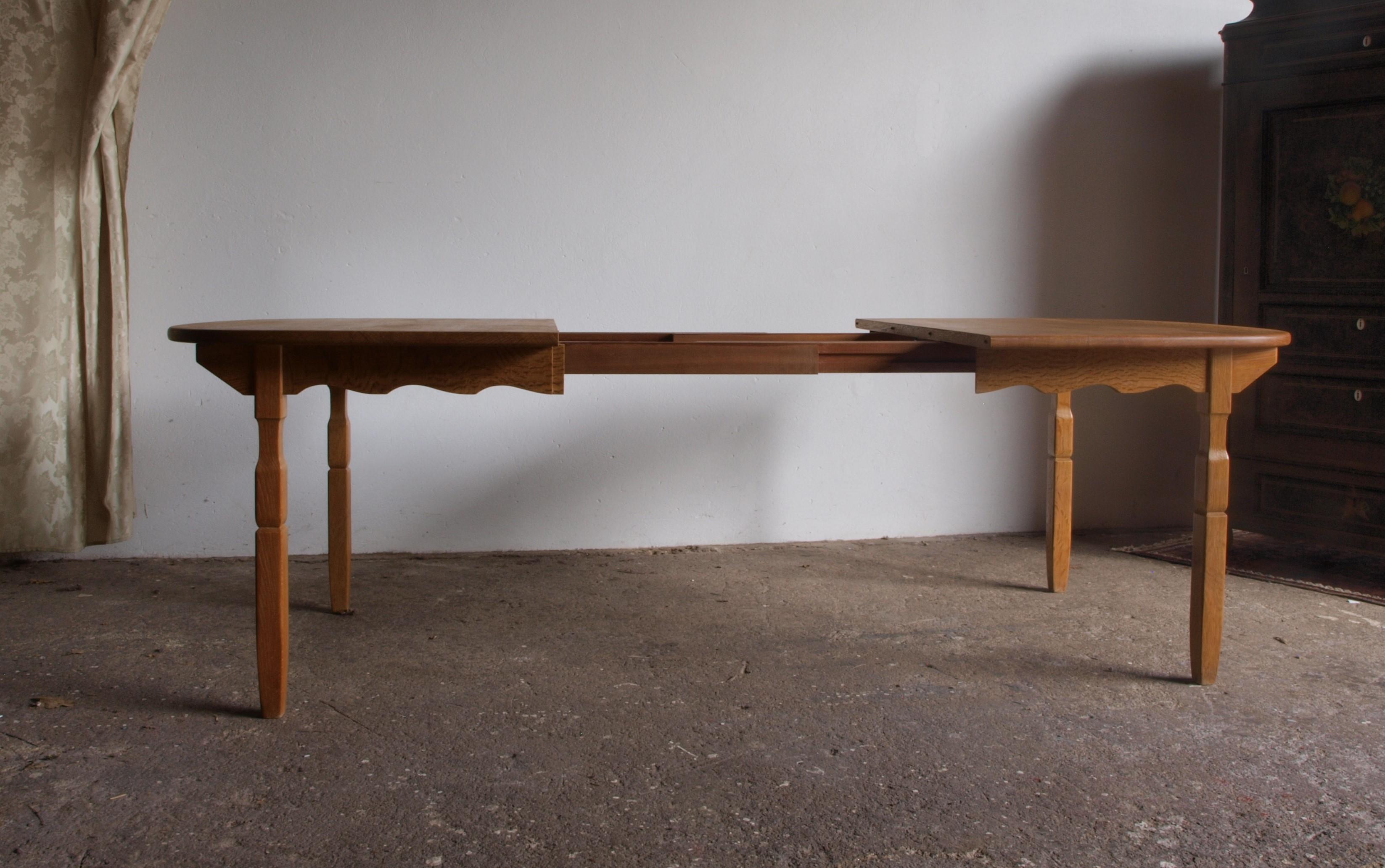 Danish Brutalist Oak Dining Table, In the style of Henning Kjærnulf 8