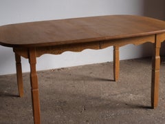 Danish Brutalist Oak Dining Table, In the style of Henning Kjærnulf