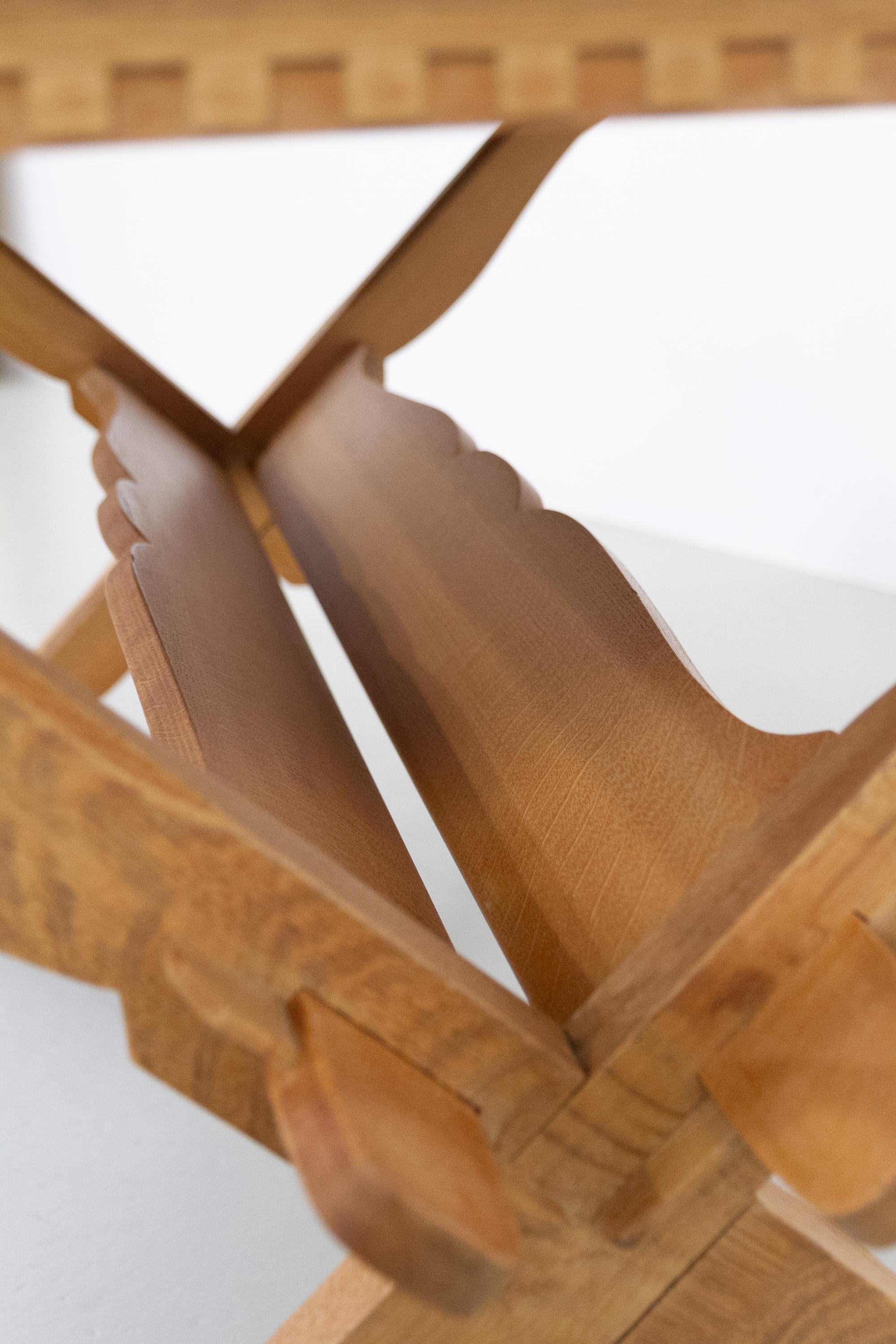 Danish Brutalist Oak Extendable Dining Table attr. to Henning Kjærnulf, 1960s. en vente 12