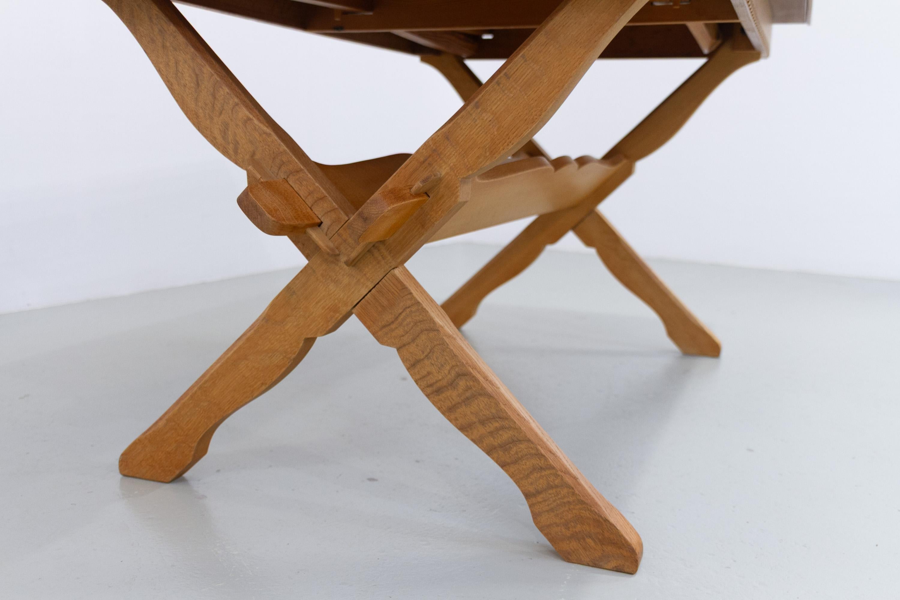 Chêne Danish Brutalist Oak Extendable Dining Table attr. to Henning Kjærnulf, 1960s. en vente