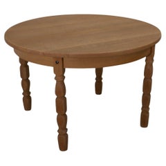 Vintage Danish Brutalist Oak Extendable Dining Table by Henning Kjærnulf, 1970s.
