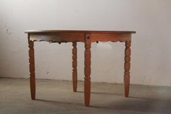 Danish Brutalist Oak extending Dining Table in the style of Henning Kjærnulf, 19
