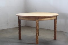 Danish Brutalist Oak Extending Dining Table in the style of Henning Kjærnulf, 19