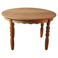 Danish Brutalist Oak extending Dining Table in the style of Henning Kjærnulf, 19