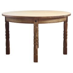 Mesa de comedor extensible danesa brutalista de roble al estilo de Henning Kjærnulf, 19