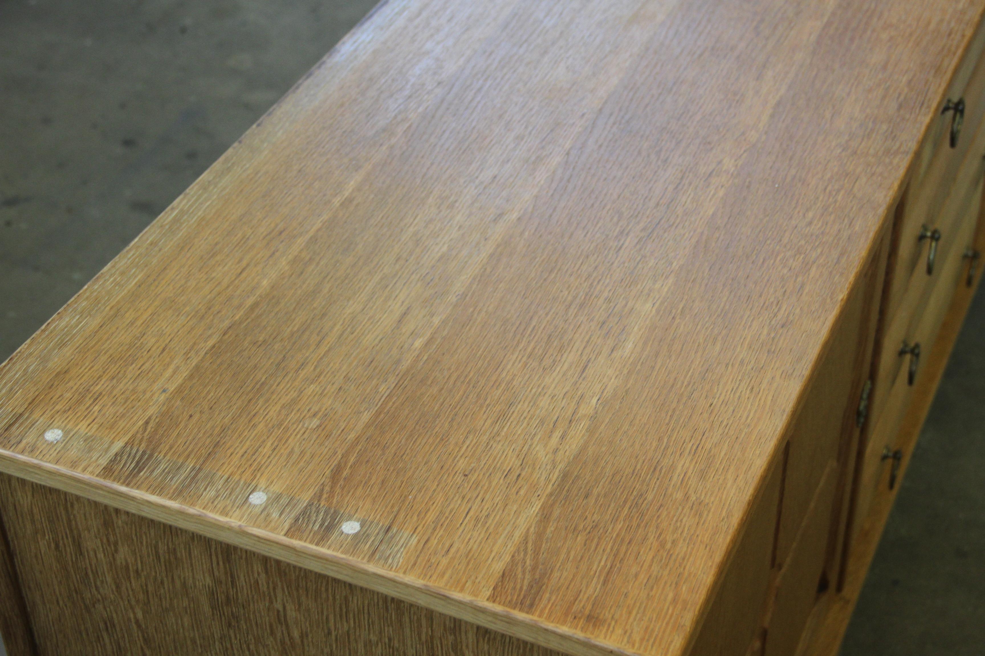 Danish Brutalist Oak Low Sideboard, credenza style of Henning Kjærnulf, 1970s For Sale 10