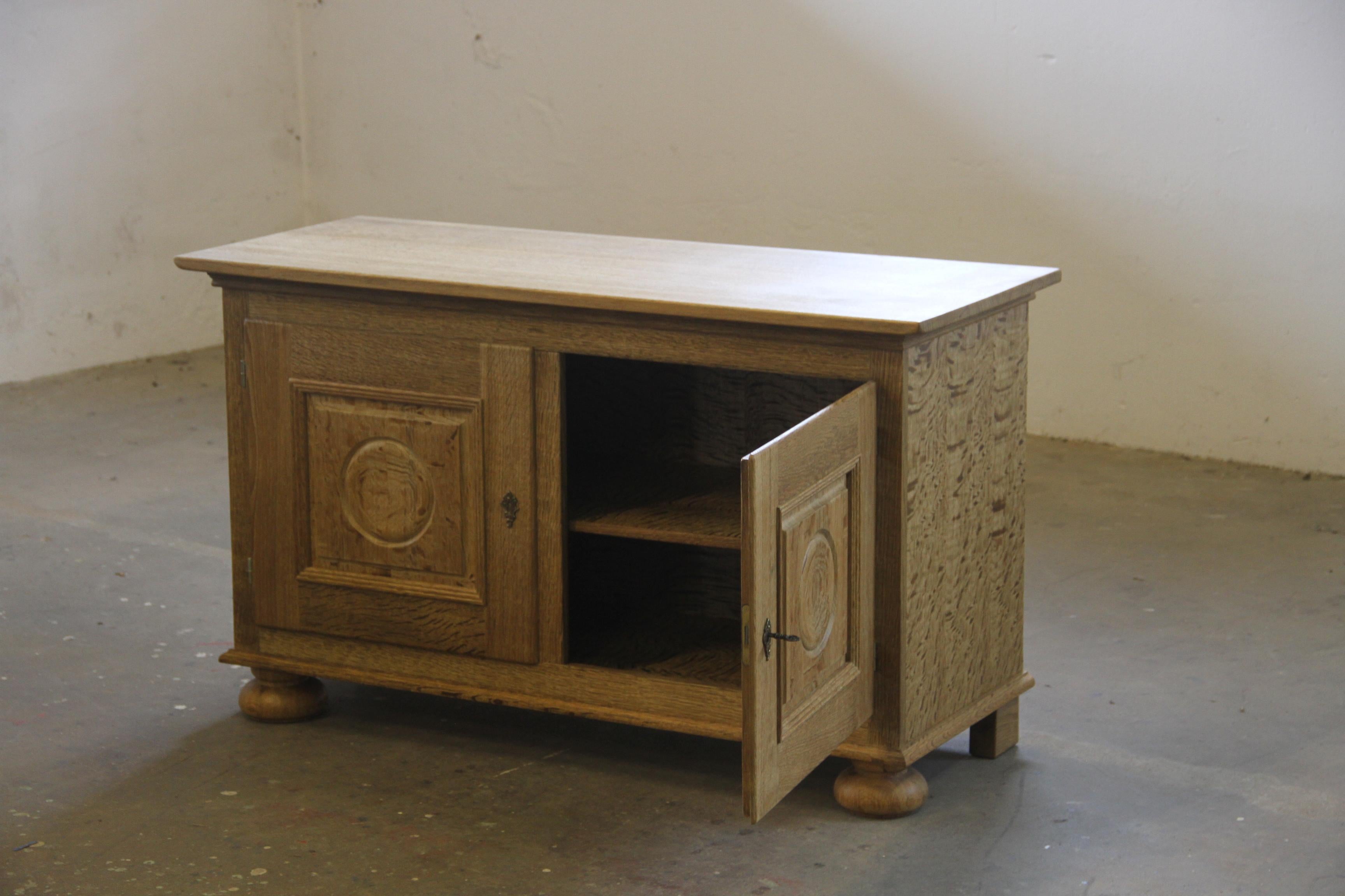 Danish Brutalist Oak Low Sideboard style of Henning Kjærnulf, 1970s For Sale 6
