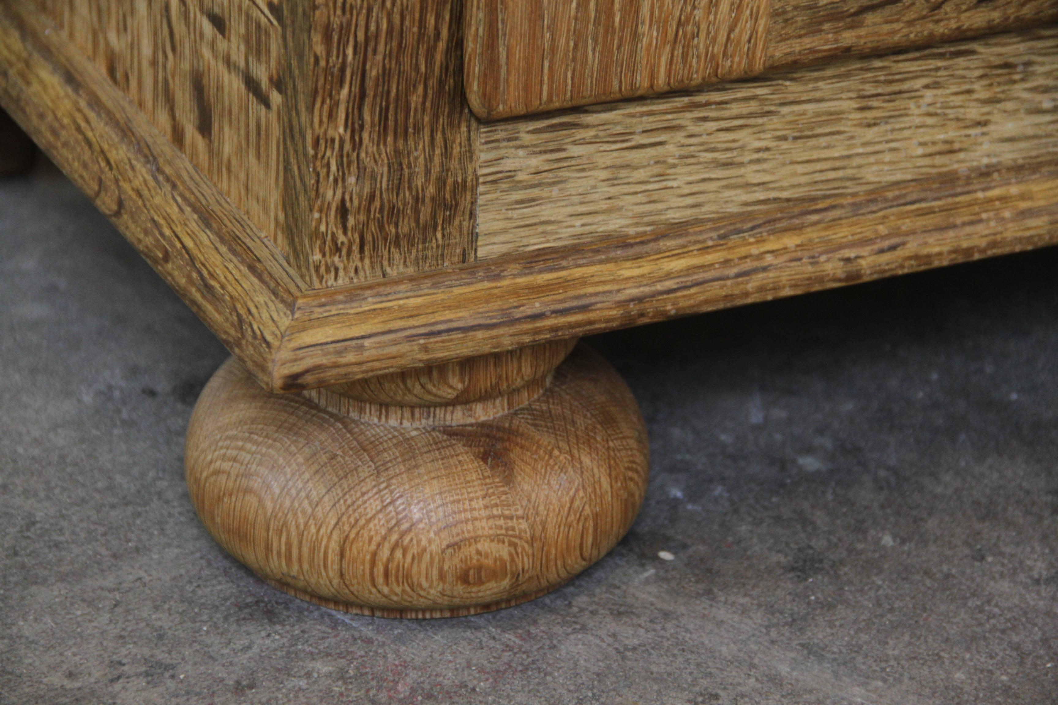 Danish Brutalist Oak Low Sideboard style of Henning Kjærnulf, 1970s For Sale 9