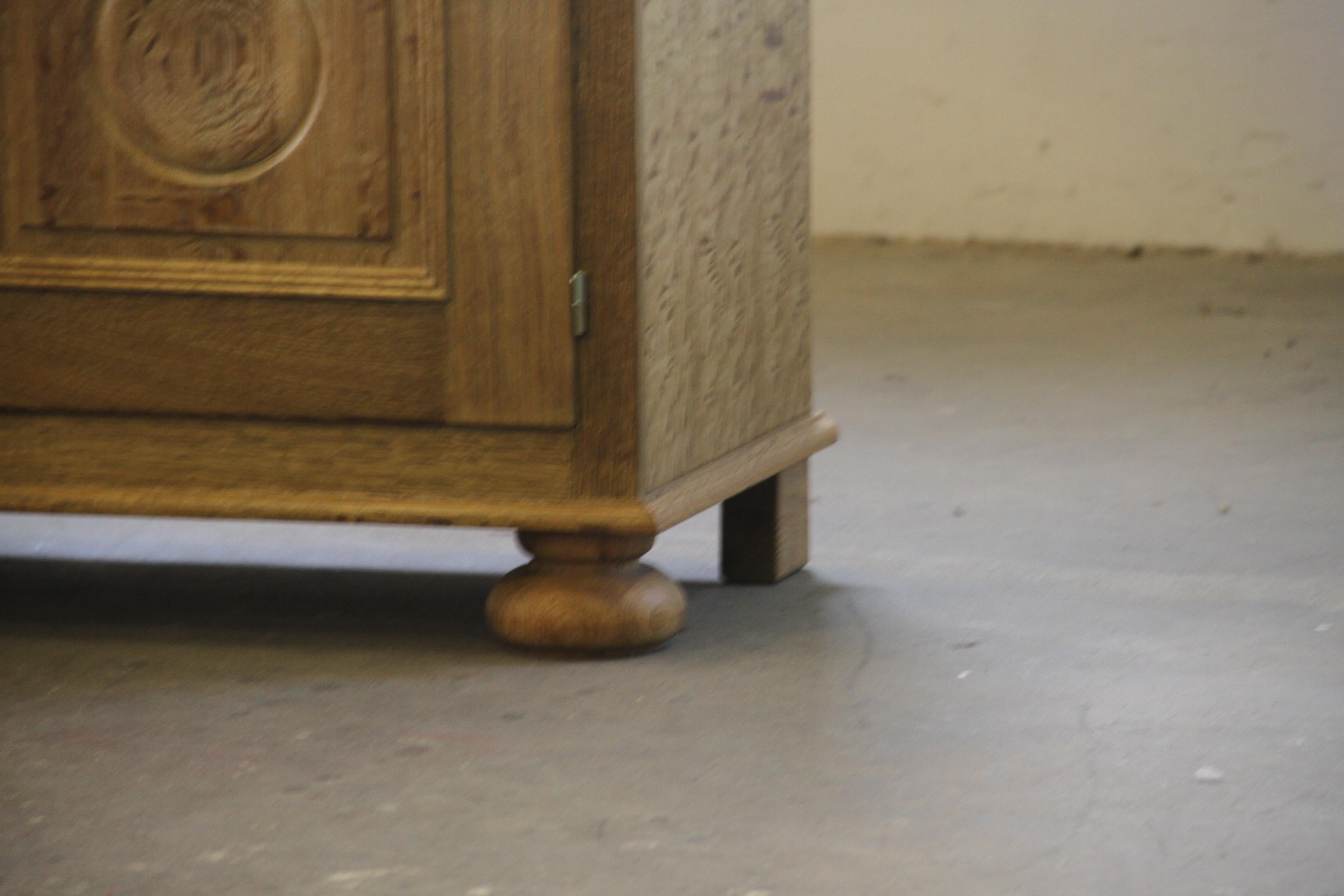 Late 20th Century Danish Brutalist Oak Low Sideboard style of Henning Kjærnulf, 1970s For Sale