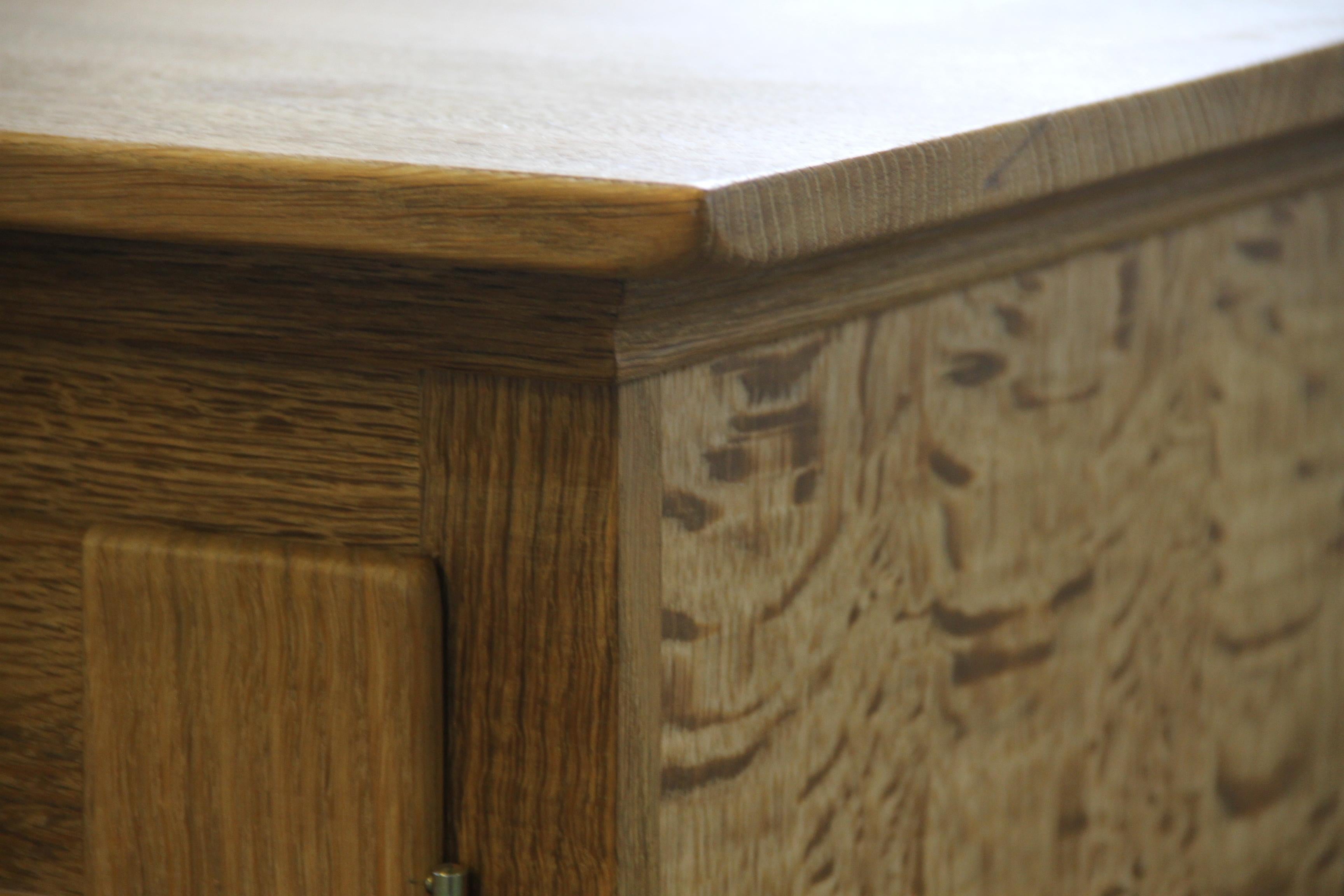 Danish Brutalist Oak Low Sideboard style of Henning Kjærnulf, 1970s For Sale 1