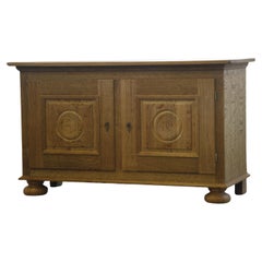 Danish Brutalist Oak Low Sideboard style of Henning Kjærnulf, 1970s