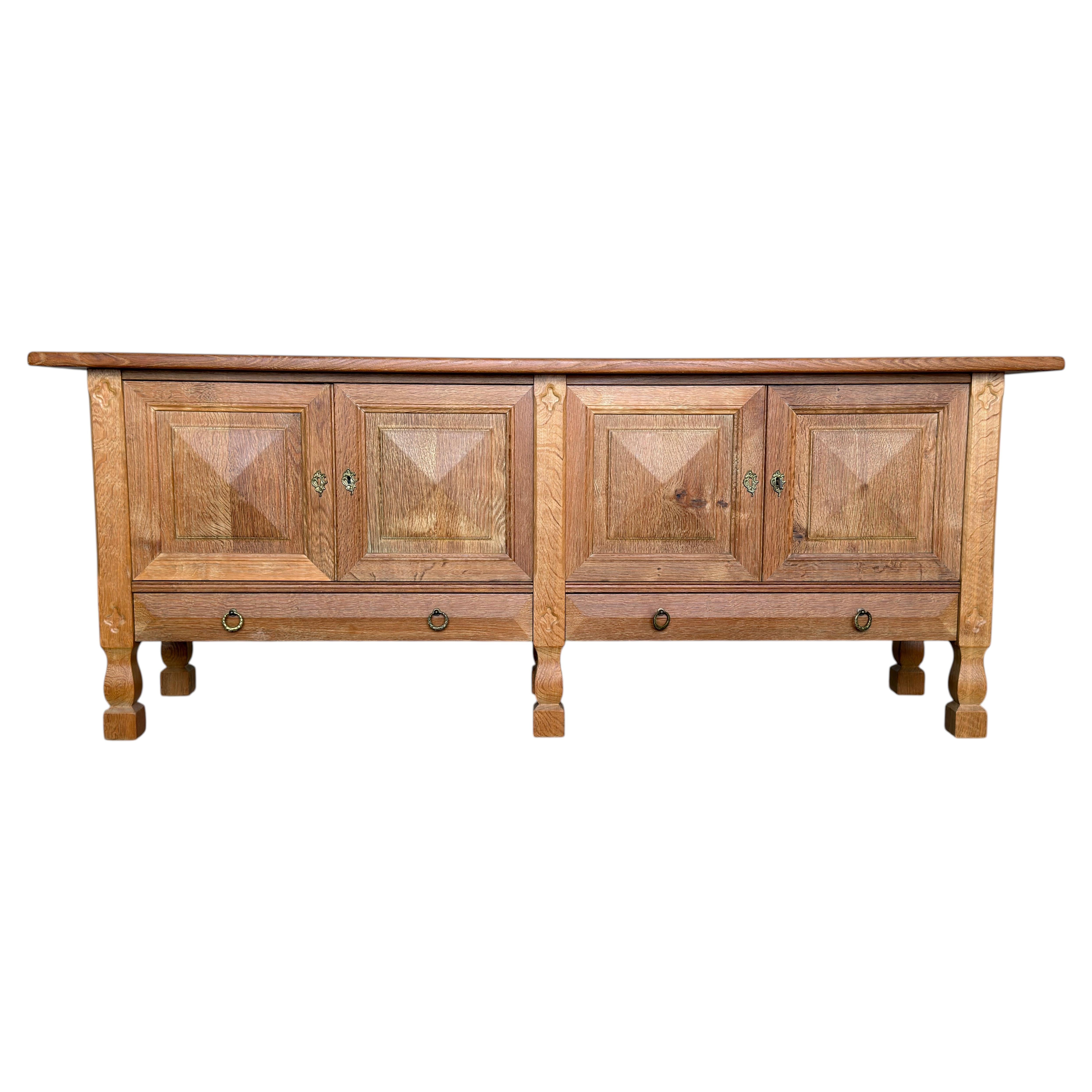 Danish Brutalist Oak Sideboard by Danish Cabinetmaker, 1960s For Sale