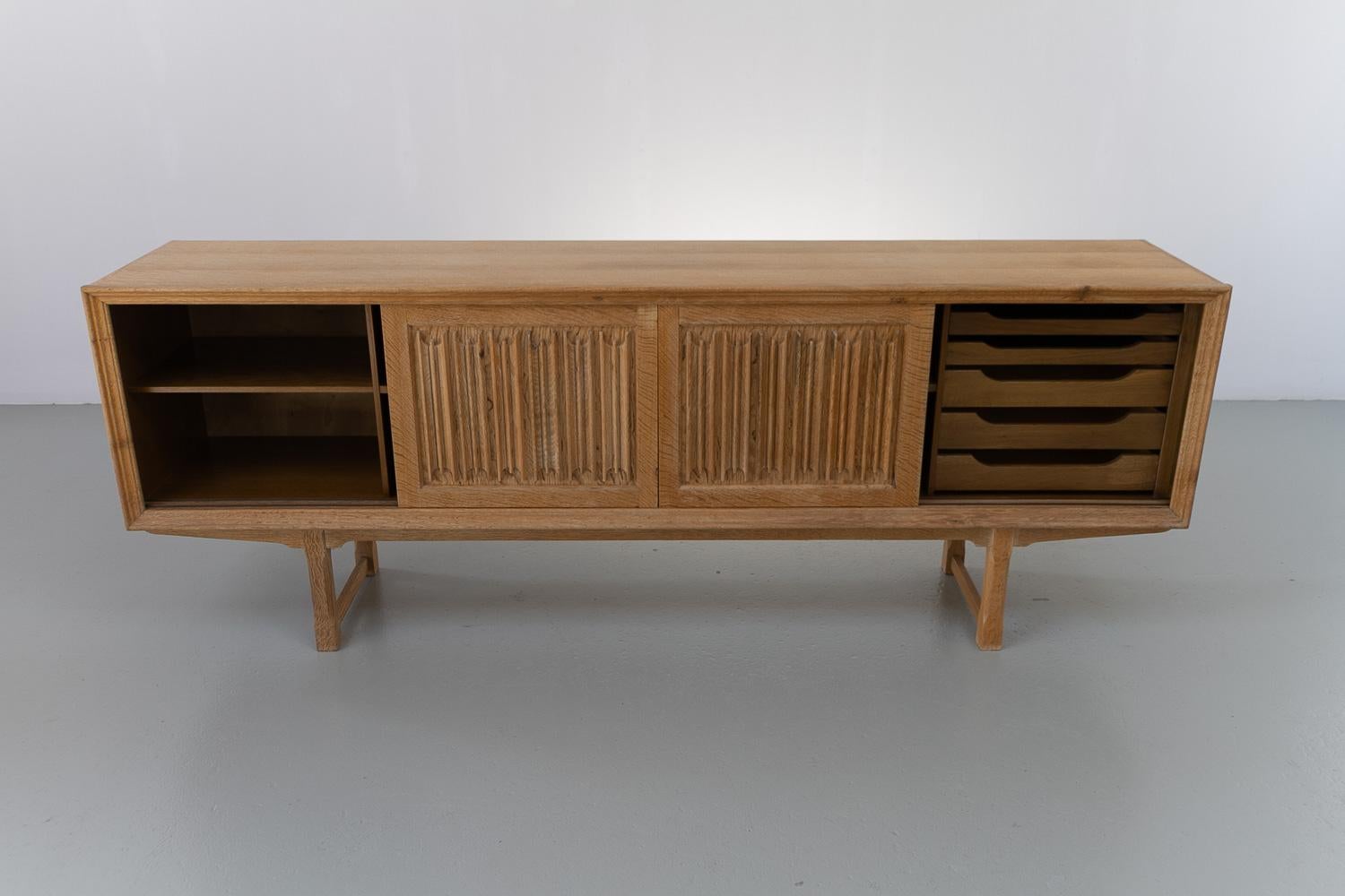 Danish Brutalist Oak Sideboard by Henning Kjærnulf for Nyrup Møbelfabrik, 1960s. For Sale 7