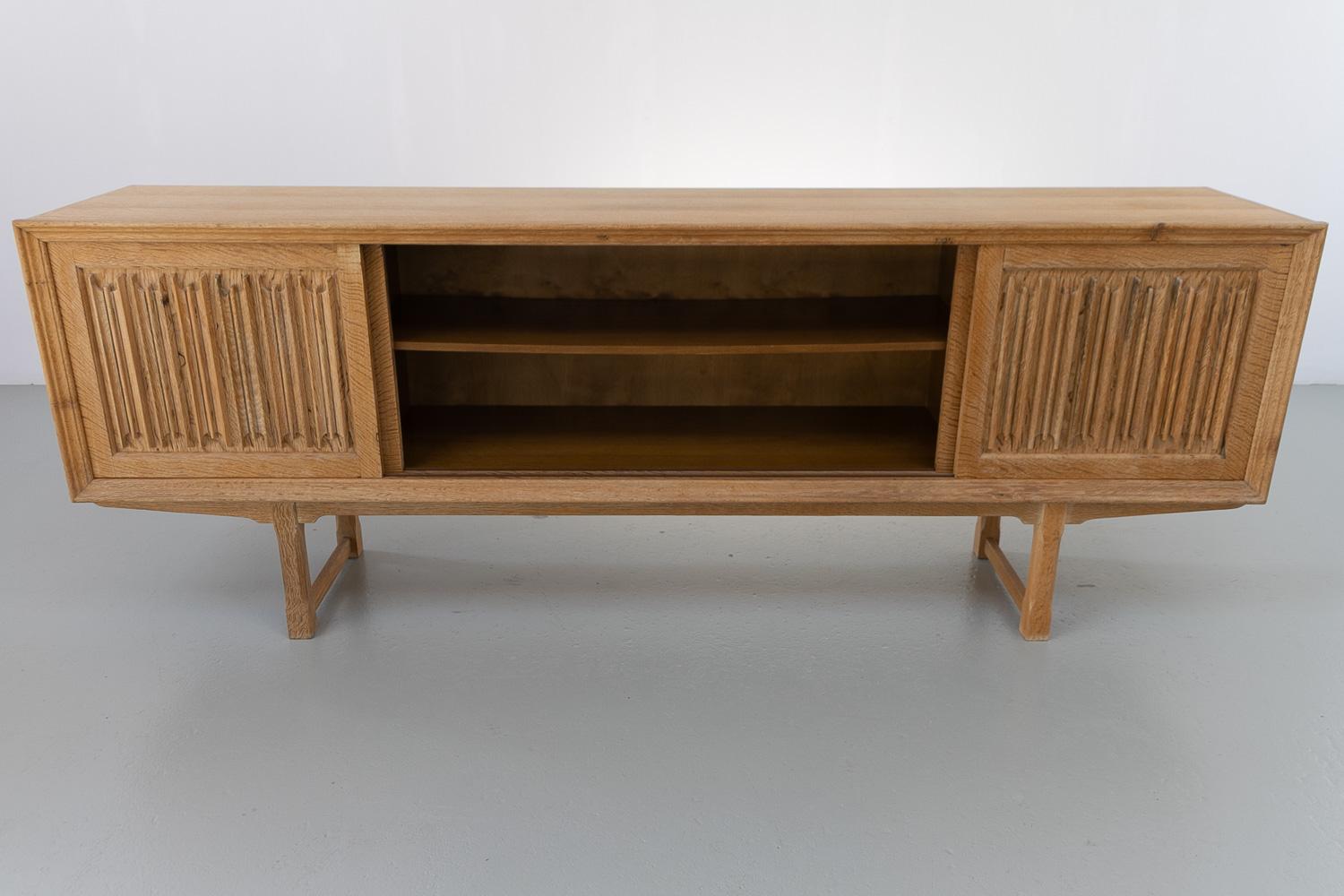 Danish Brutalist Oak Sideboard by Henning Kjærnulf for Nyrup Møbelfabrik, 1960s. For Sale 9