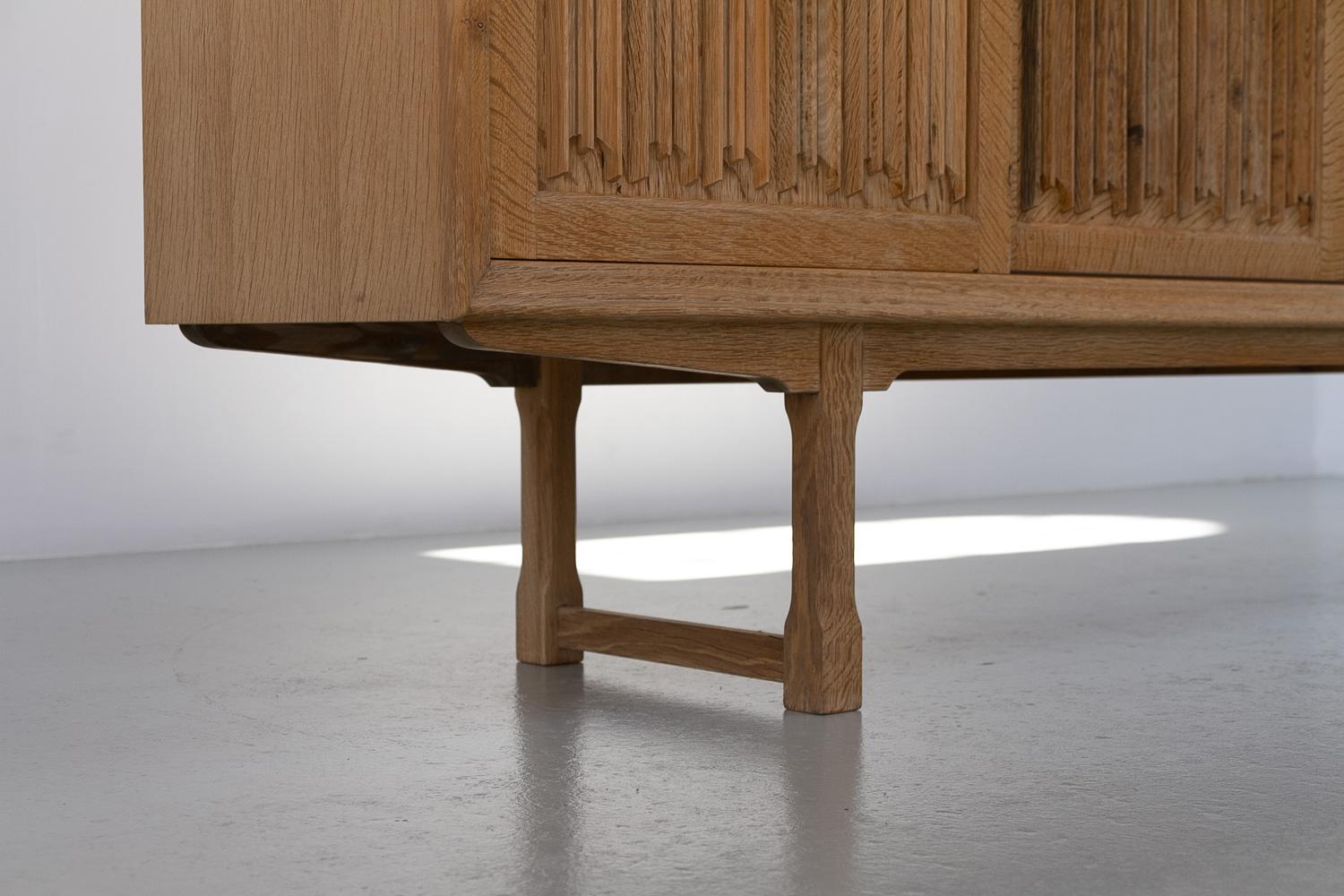 Danish Brutalist Oak Sideboard by Henning Kjærnulf for Nyrup Møbelfabrik, 1960s. For Sale 11