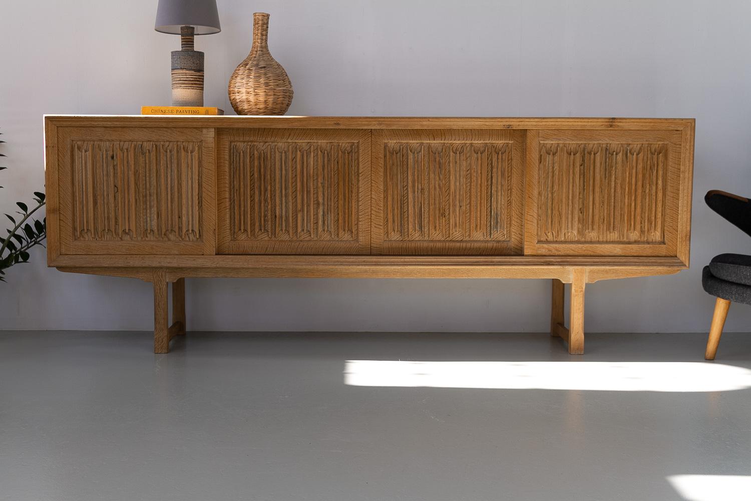 Danish Brutalist Oak Sideboard by Henning Kjærnulf for Nyrup Møbelfabrik, 1960s. For Sale 13