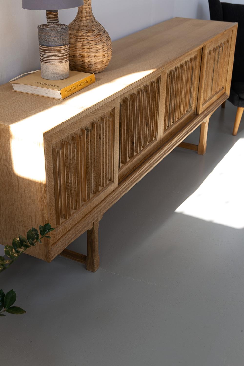 Danish Brutalist Oak Sideboard by Henning Kjærnulf for Nyrup Møbelfabrik, 1960s. For Sale 14