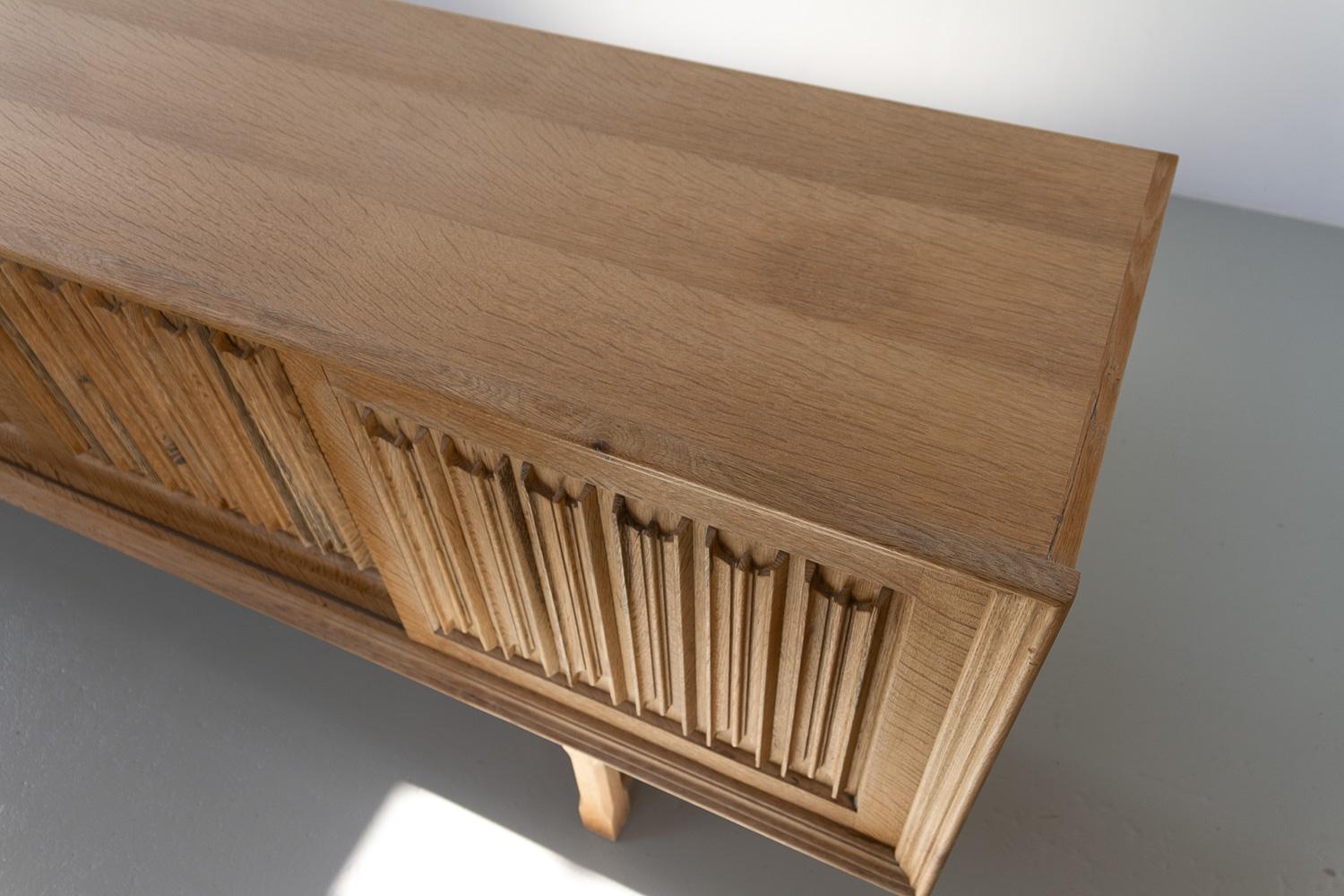 Danish Brutalist Oak Sideboard by Henning Kjærnulf for Nyrup Møbelfabrik, 1960s. For Sale 3