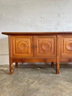 Danish Brutalist Rustic Oak Credenza or Console Henning Kjaernulf Atrrib