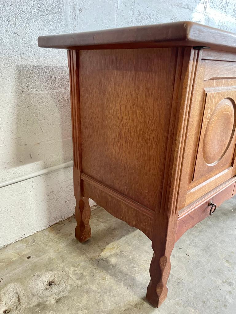 Danish Brutalist Rustic Oak Credenza or Console Henning Kjaernulf Atrrib 1