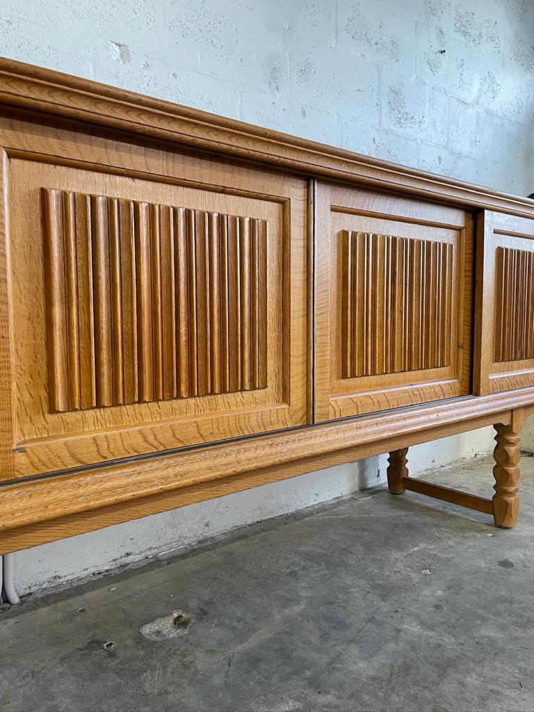Stunning Henning Kjaernulf attrib. Danish Oak Rustic or Primitive Credenza or Console. 92.5w 18.75 36h