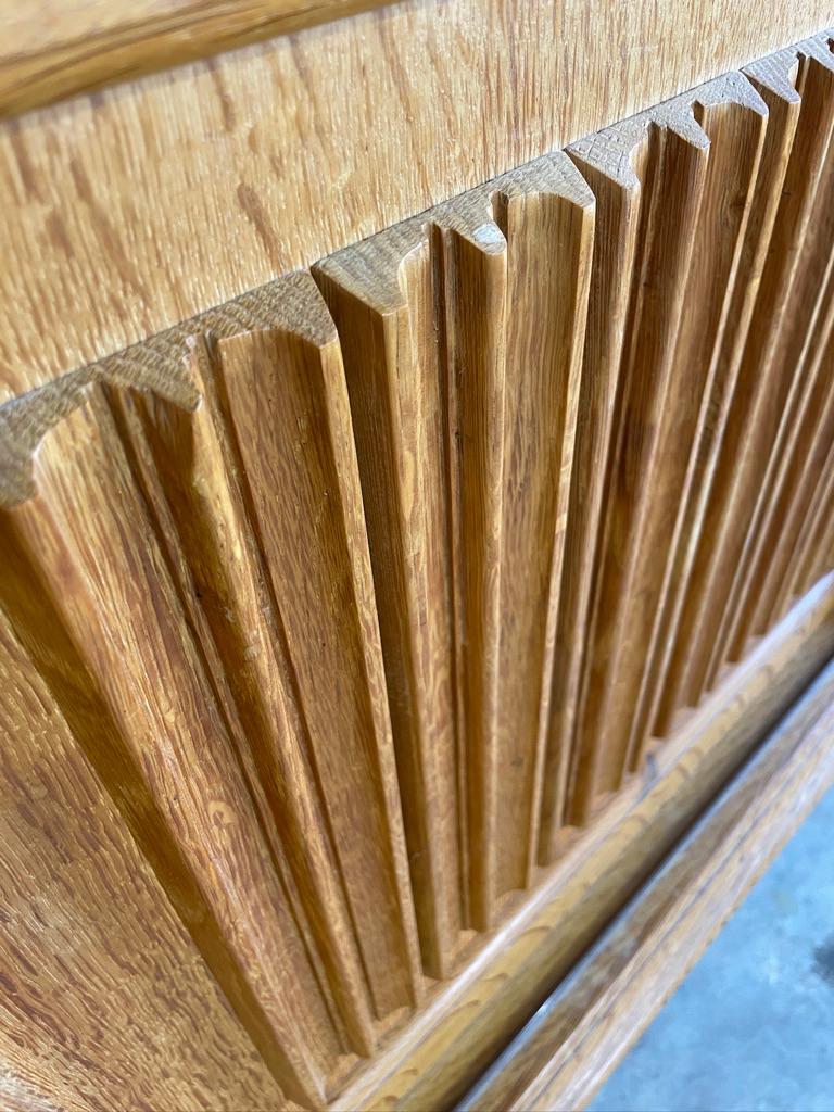 Danish Brutalist Rustic Oak Credenza or Console Henning Kjaernulf attrib In Good Condition In Fort Lauderdale, FL