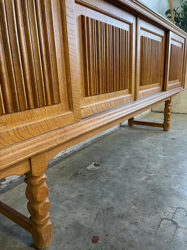 Danish Brutalist Rustic Oak Credenza or Console Henning Kjaernulf attrib 1
