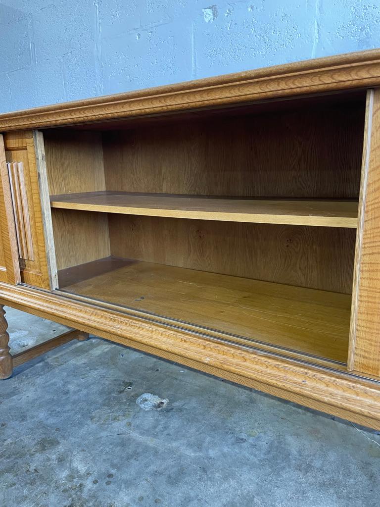 Danish Brutalist Rustic Oak Credenza or Console Henning Kjaernulf attrib 3