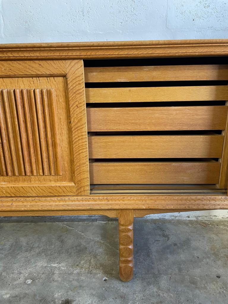 Danish Brutalist Rustic Oak Credenza or Console Henning Kjaernulf attrib 4