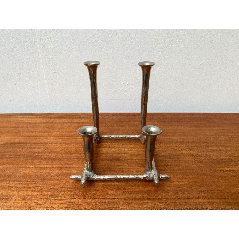Danish Brutalist Sculptural Cast Aluminum Candleholder For Sale 6