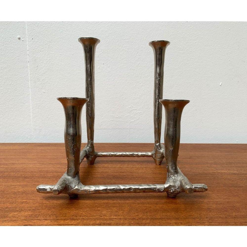Danish Brutalist Sculptural Cast Aluminum Candleholder For Sale 8