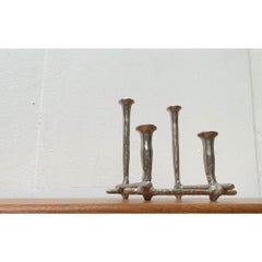 Danish Brutalist Sculptural Cast Aluminum Candleholder