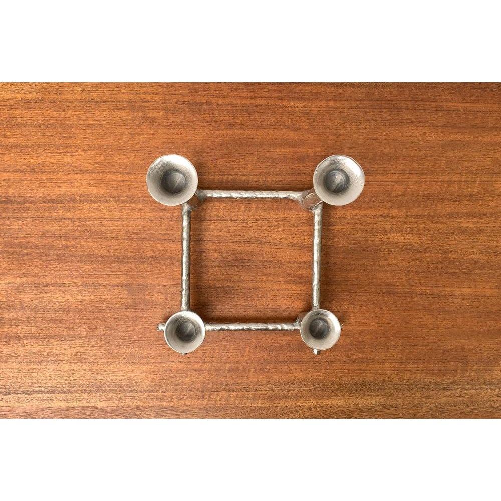 Danish Brutalist Sculptural Cast Aluminum Candleholder In Excellent Condition For Sale In Hamburg, DE