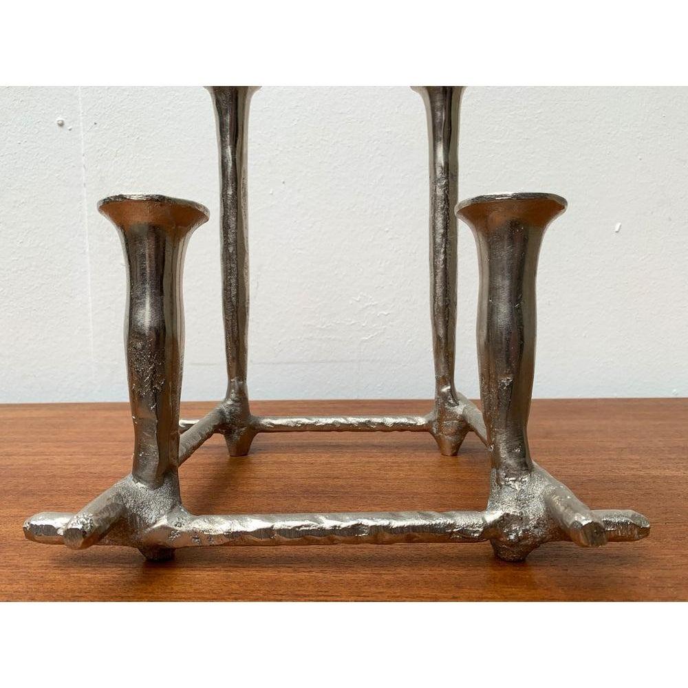 20th Century Danish Brutalist Sculptural Cast Aluminum Candleholder For Sale