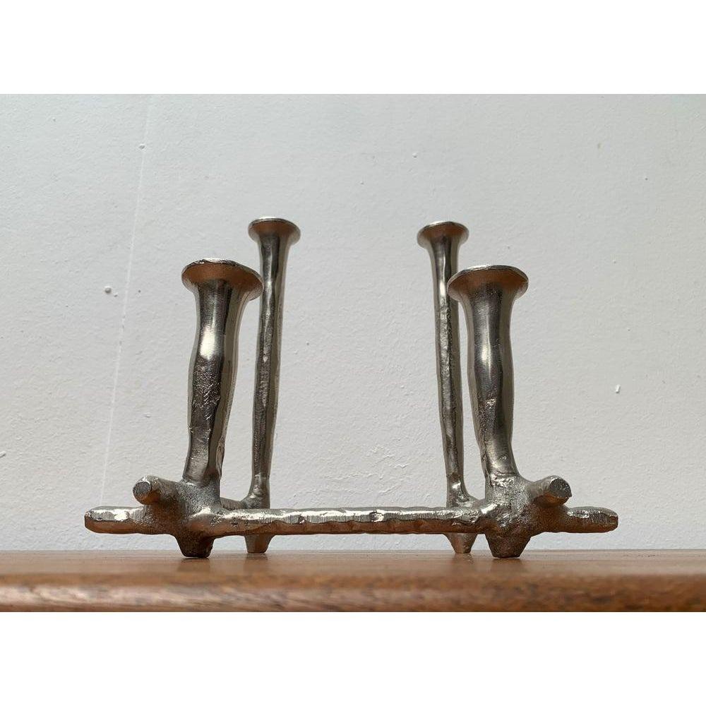 Danish Brutalist Sculptural Cast Aluminum Candleholder For Sale 1
