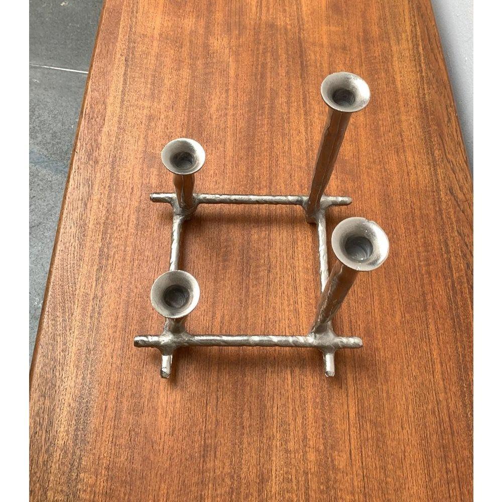 Danish Brutalist Sculptural Cast Aluminum Candleholder For Sale 4
