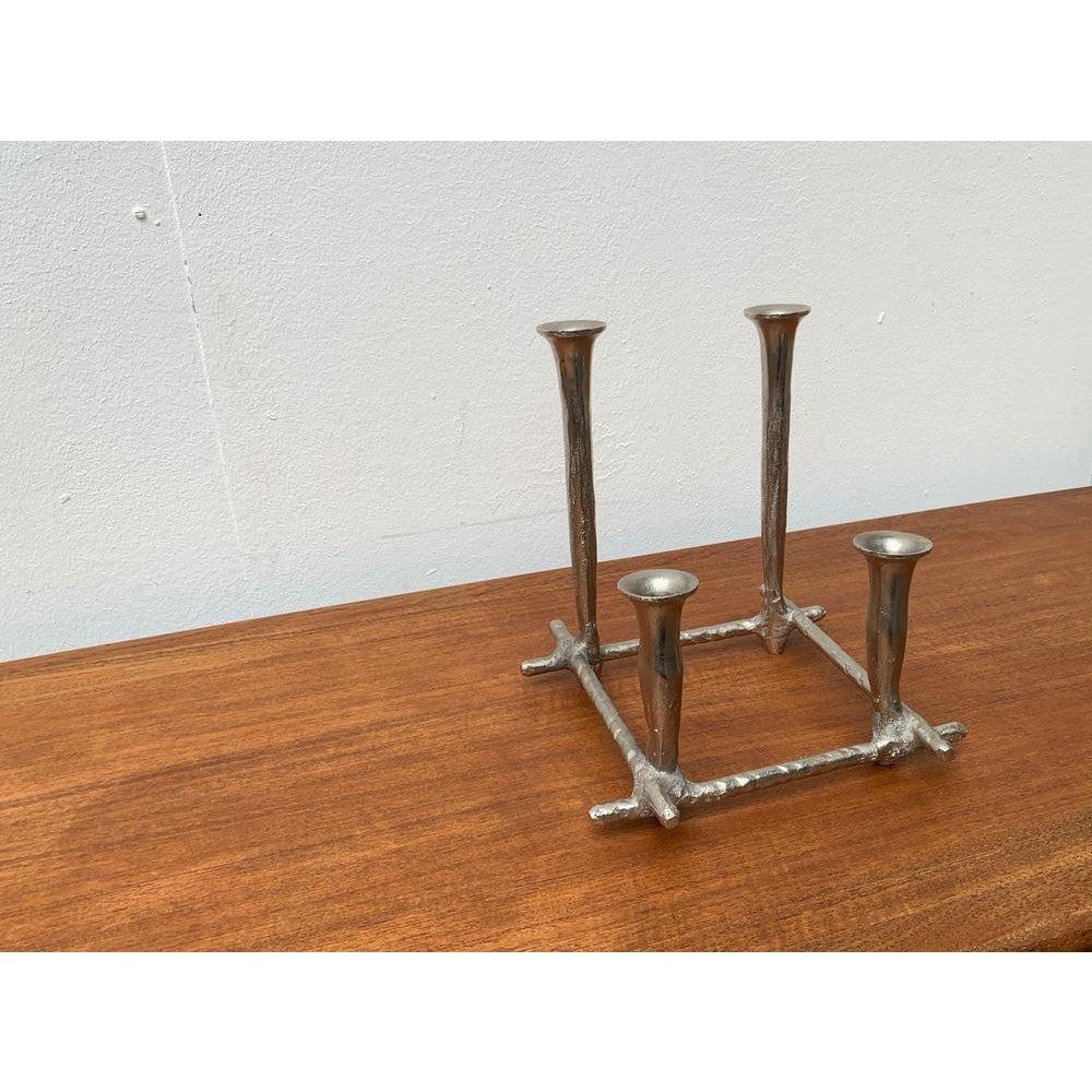Danish Brutalist Sculptural Cast Aluminum Candleholder For Sale 5