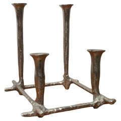 Danish Brutalist Sculptural Cast Aluminum Candleholder
