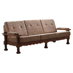 Danish Brutalist Sofa in Oak by Henning Kjærnulf, 1960s