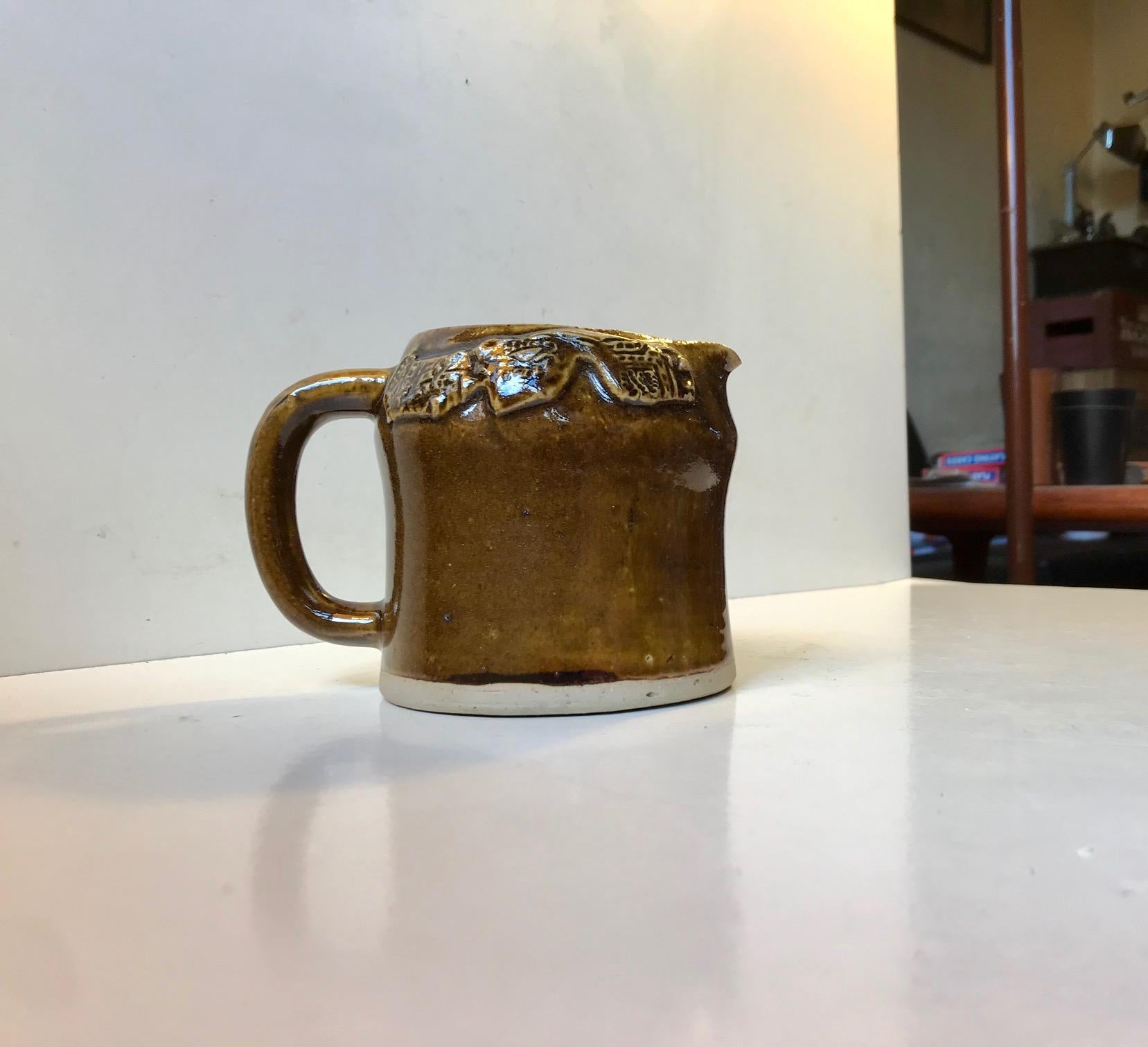 Danish Brutalist Stoneware Jug by Conny Walther, 1970s In Good Condition For Sale In Esbjerg, DK